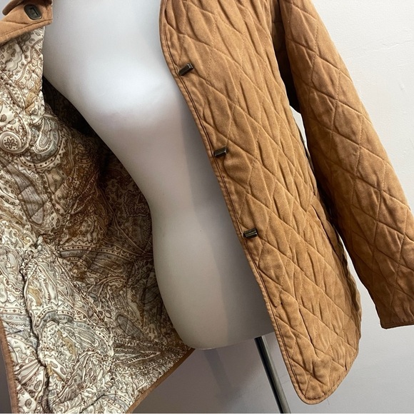 90s Vintage Bill Blass Quilted Tan Barn Jacket Casual Classic Fall Outdoor - Picture 4 of 12